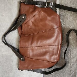 Gianni Conti Vera Pelle Leather Bag Crossbody Brown Slouchy Italy